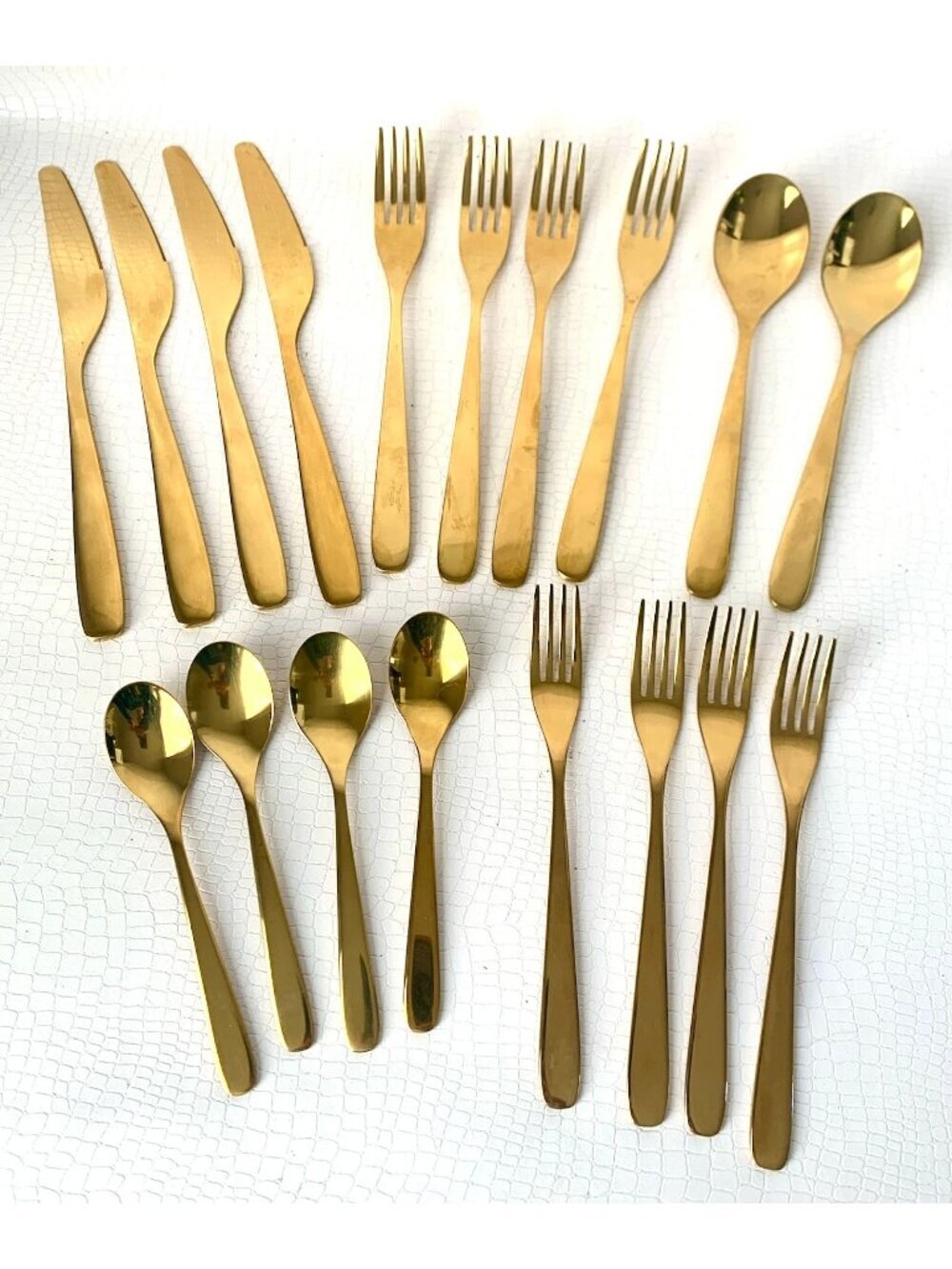 IKEA Tillagd Brass-Colored 18-Piece Flatware Set - Knives Forks Salad Forks Teas